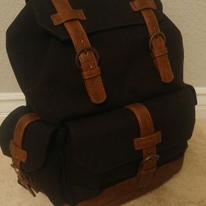 Black Canvas Buckle Backpack-New